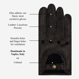 Raffaella (black) – Luxurious Italian peccary driving gloves - Leather Gloves Online - Flyclothing LLC