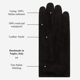 Silvia (black) - Italian suede leather gloves with luxurious cashmere lining - Leather Gloves Online - Flyclothing LLC