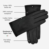 Sofia (black) - Italian lambskin leather gloves with silk lining