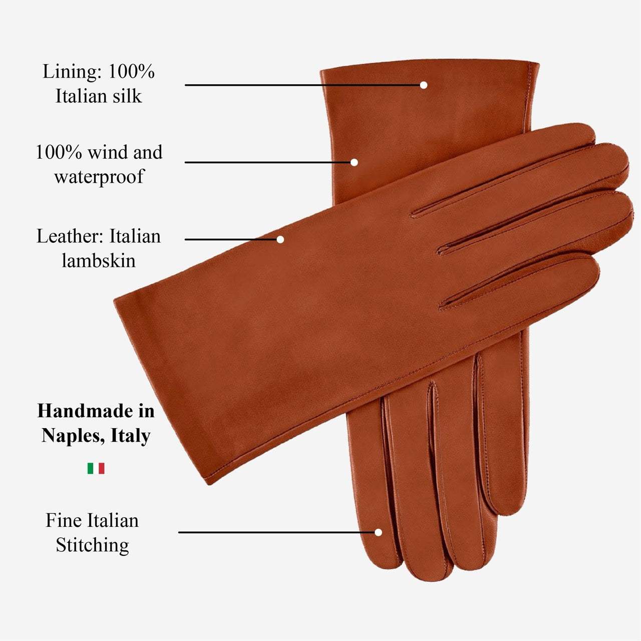 Sofia (brown) - Italian lambskin leather gloves with silk lining - Leather Gloves Online - Flyclothing LLC