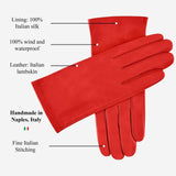 Sofia (red) - Italian lambskin leather gloves with silk lining