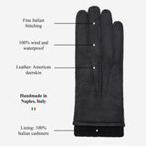 Vittoria (black) - Italian gloves made of American deerskin leather with cashmere lining