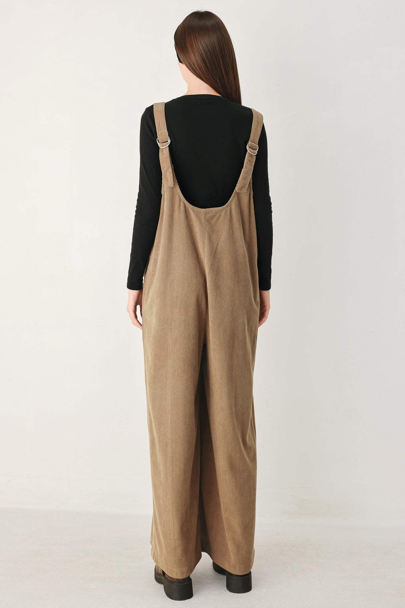 CARAMEL SLOUCHY CORDUROY JUMPSUIT