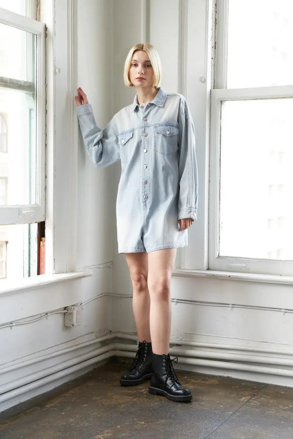 TURNING POINT DENIM ROMPER - Flying Tomato - Flyclothing LLC