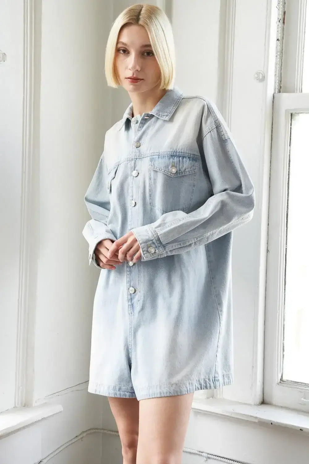 TURNING POINT DENIM ROMPER - Flying Tomato - Flyclothing LLC