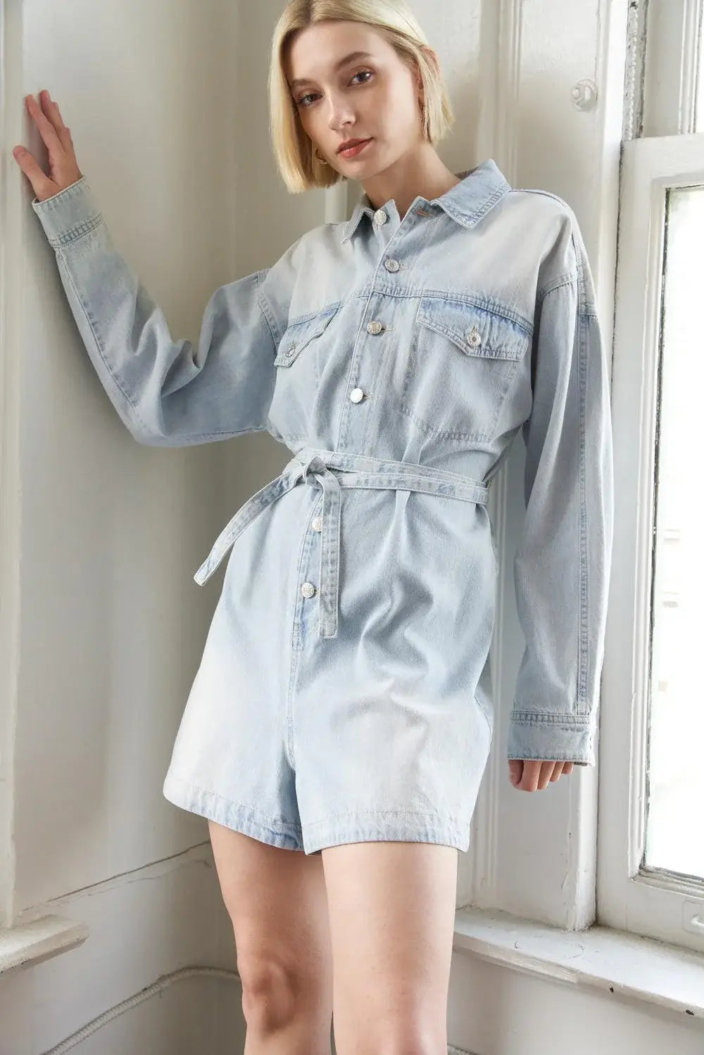 TURNING POINT DENIM ROMPER - Flying Tomato - Flyclothing LLC