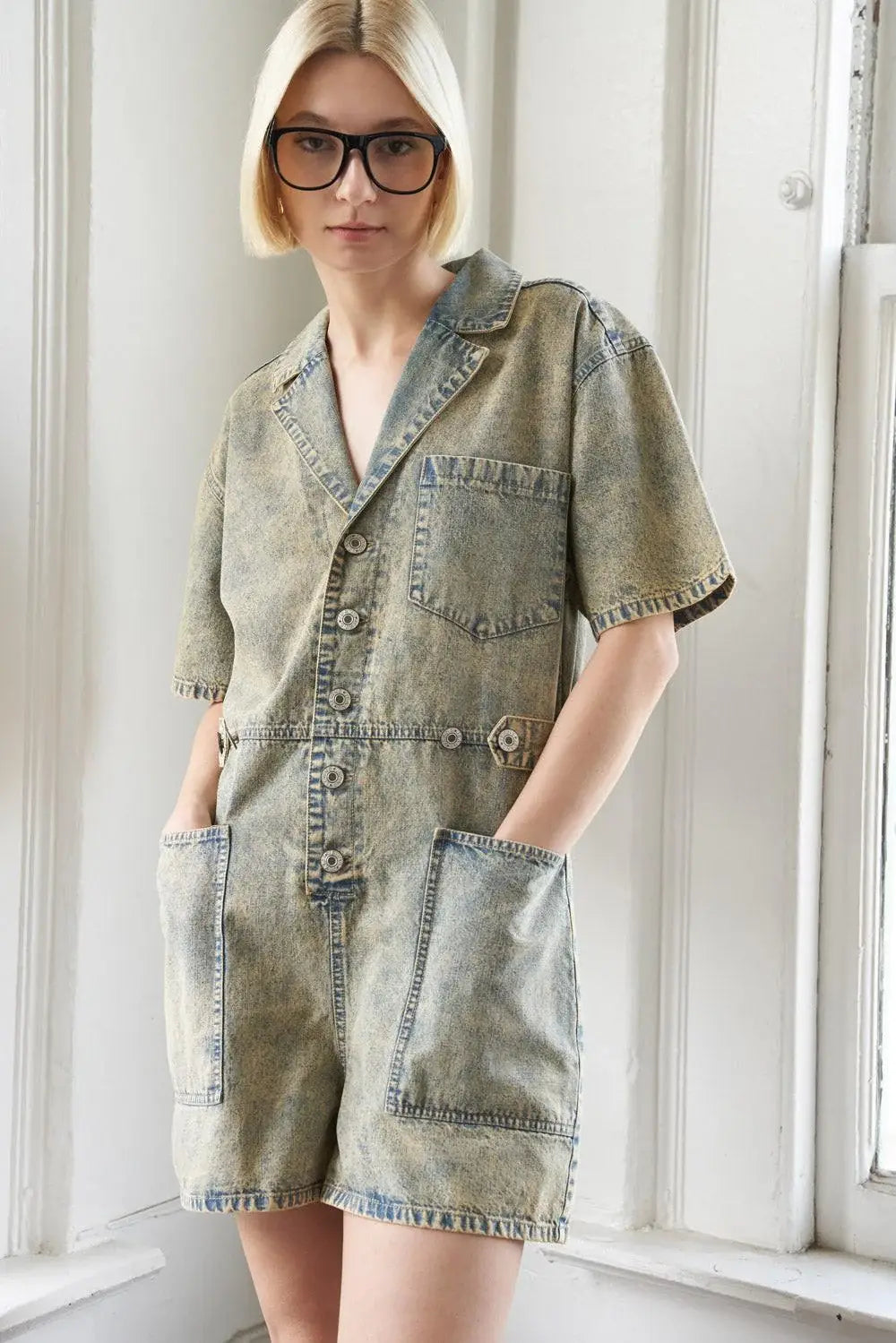 DAY IN THE LIFE DENIM ROMPER - Flying Tomato - Flyclothing LLC
