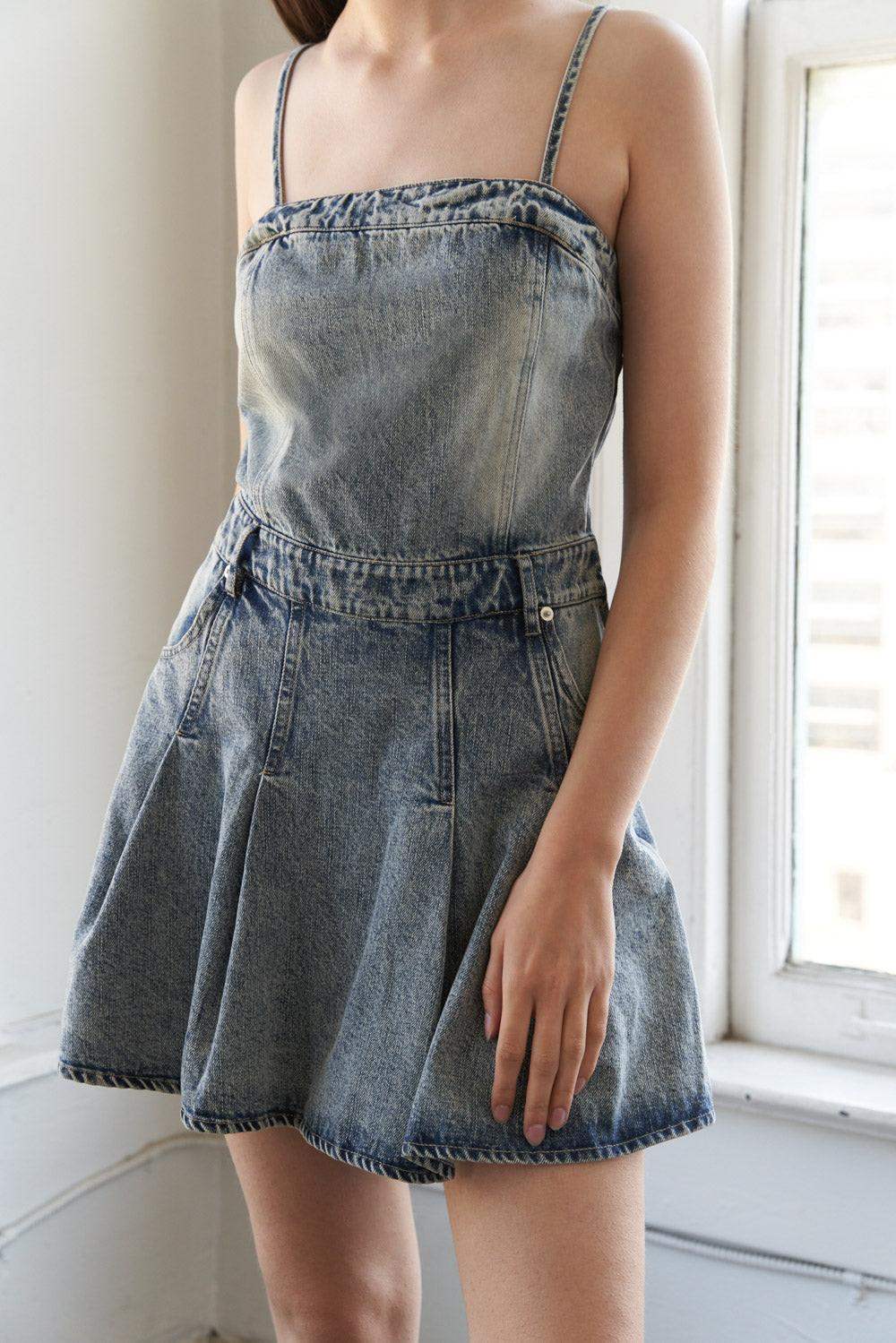 MY BEST CHAPTER DENIM ROMPER - Flying Tomato - Flyclothing LLC