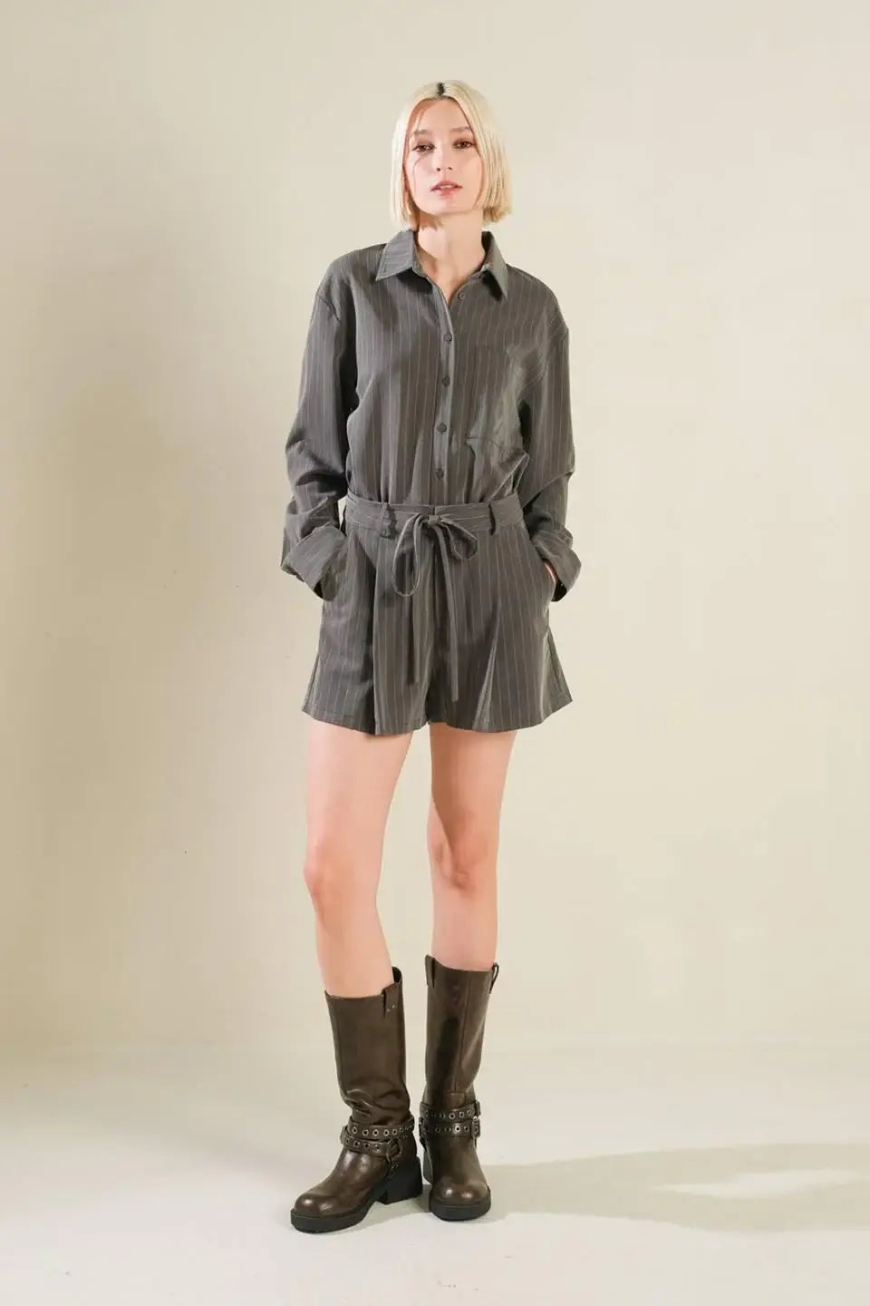 AM I OKAY WITH WOVEN ROMPER - Flying Tomato - Flyclothing LLC