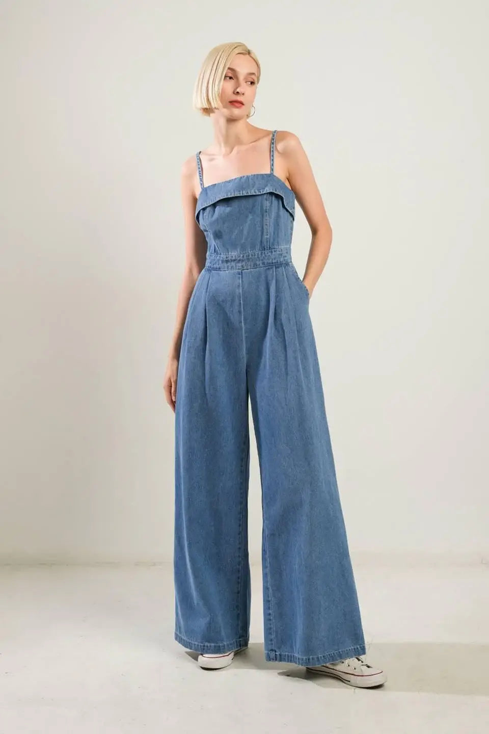 URBAN ELEGANCE DENIM JUMPSUIT - Flying Tomato - Flyclothing LLC