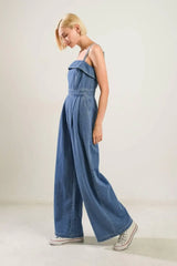 URBAN ELEGANCE DENIM JUMPSUIT - Flying Tomato - Flyclothing LLC