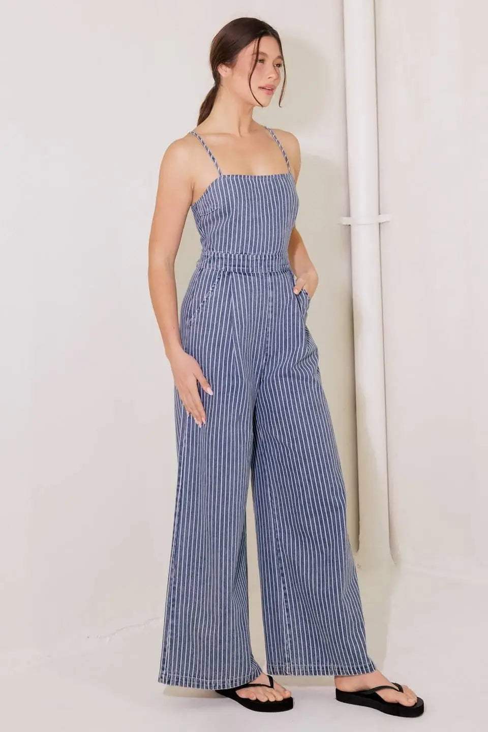 BEGIN AGAIN BLUE DENIM JUMPSUIT - Flying Tomato - Flyclothing LLC