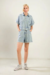 COUNTRYSIDE CHARM DENIM ROMPER - Flying Tomato - Flyclothing LLC