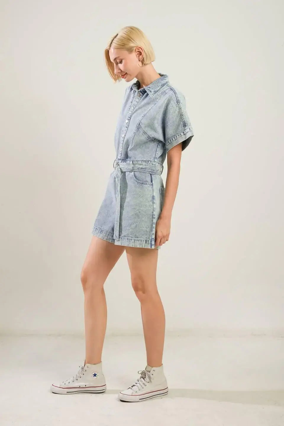 COUNTRYSIDE CHARM DENIM ROMPER - Flying Tomato - Flyclothing LLC