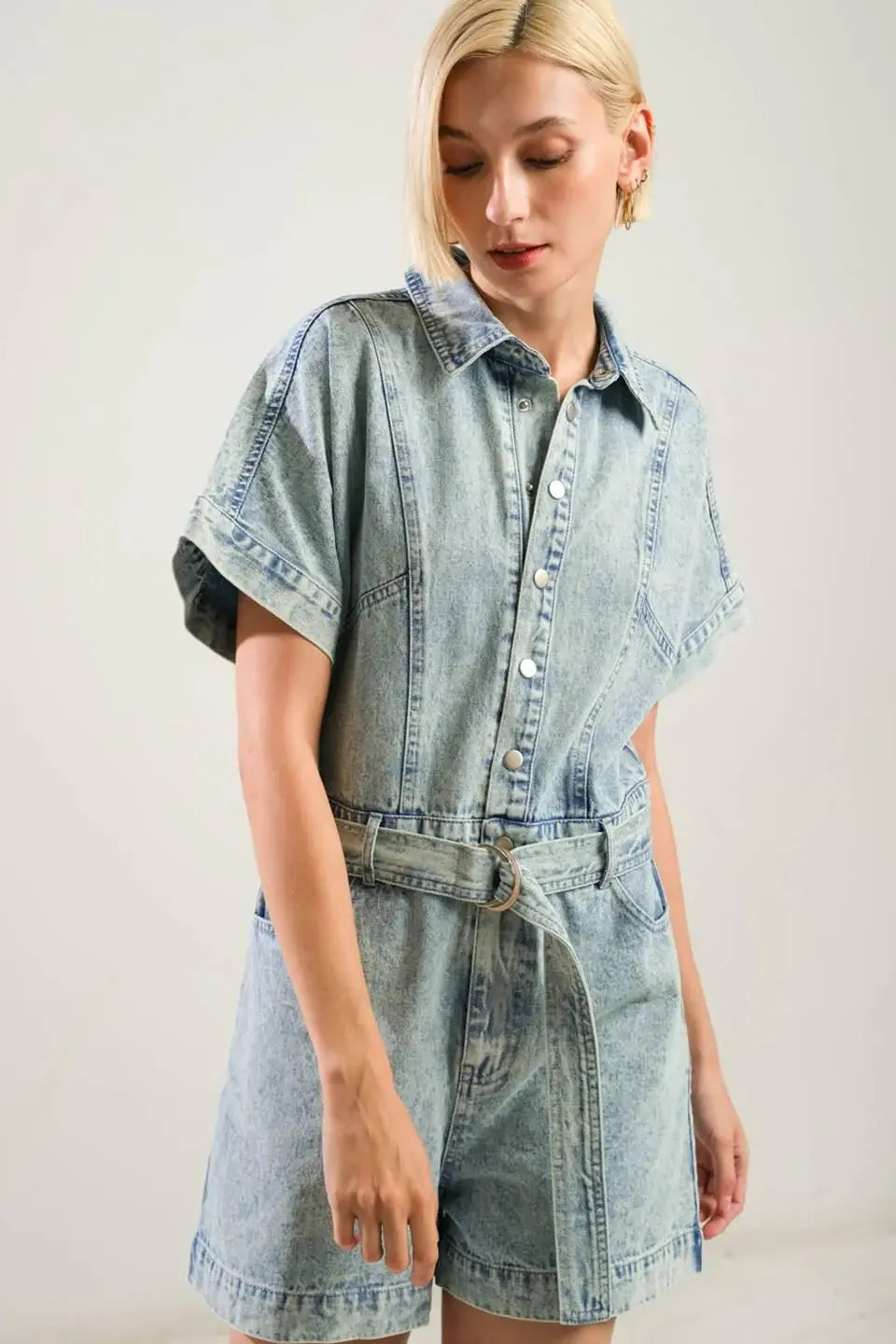 COUNTRYSIDE CHARM DENIM ROMPER - Flying Tomato - Flyclothing LLC