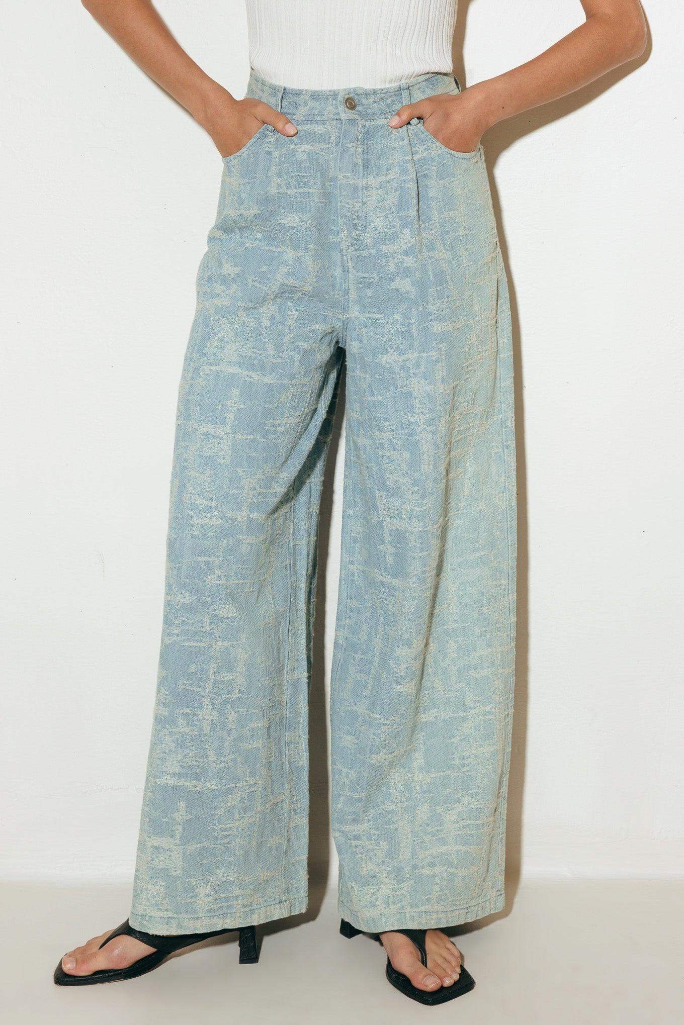 AIRY ROMANCE WIDE LEG DENIM PANTS - Flying Tomato - Flyclothing LLC