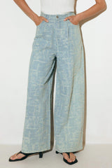 AIRY ROMANCE WIDE LEG DENIM PANTS - Flying Tomato - Flyclothing LLC