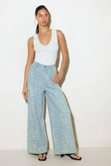 AIRY ROMANCE WIDE LEG DENIM PANTS - Flying Tomato - Flyclothing LLC