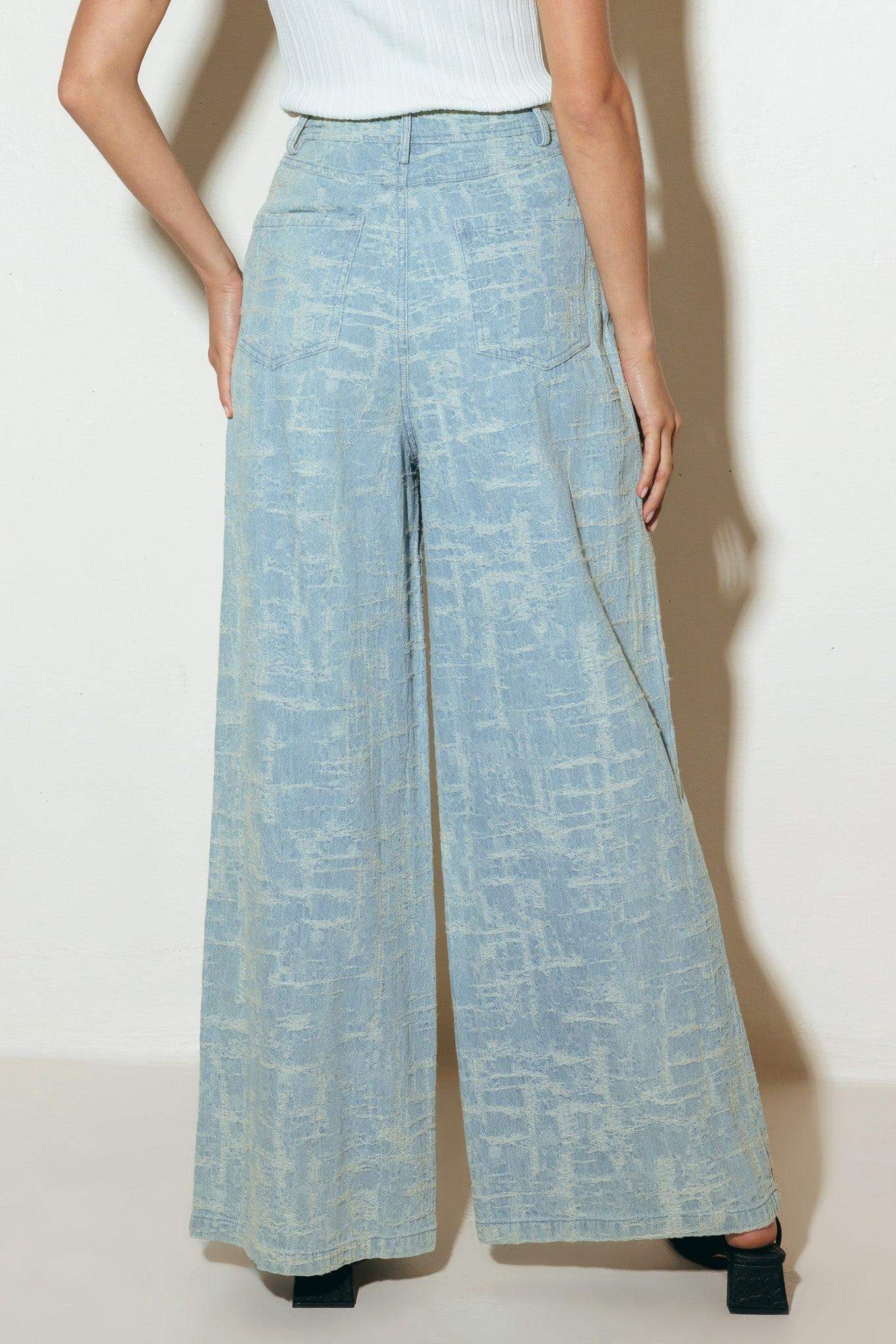 AIRY ROMANCE WIDE LEG DENIM PANTS - Flying Tomato - Flyclothing LLC