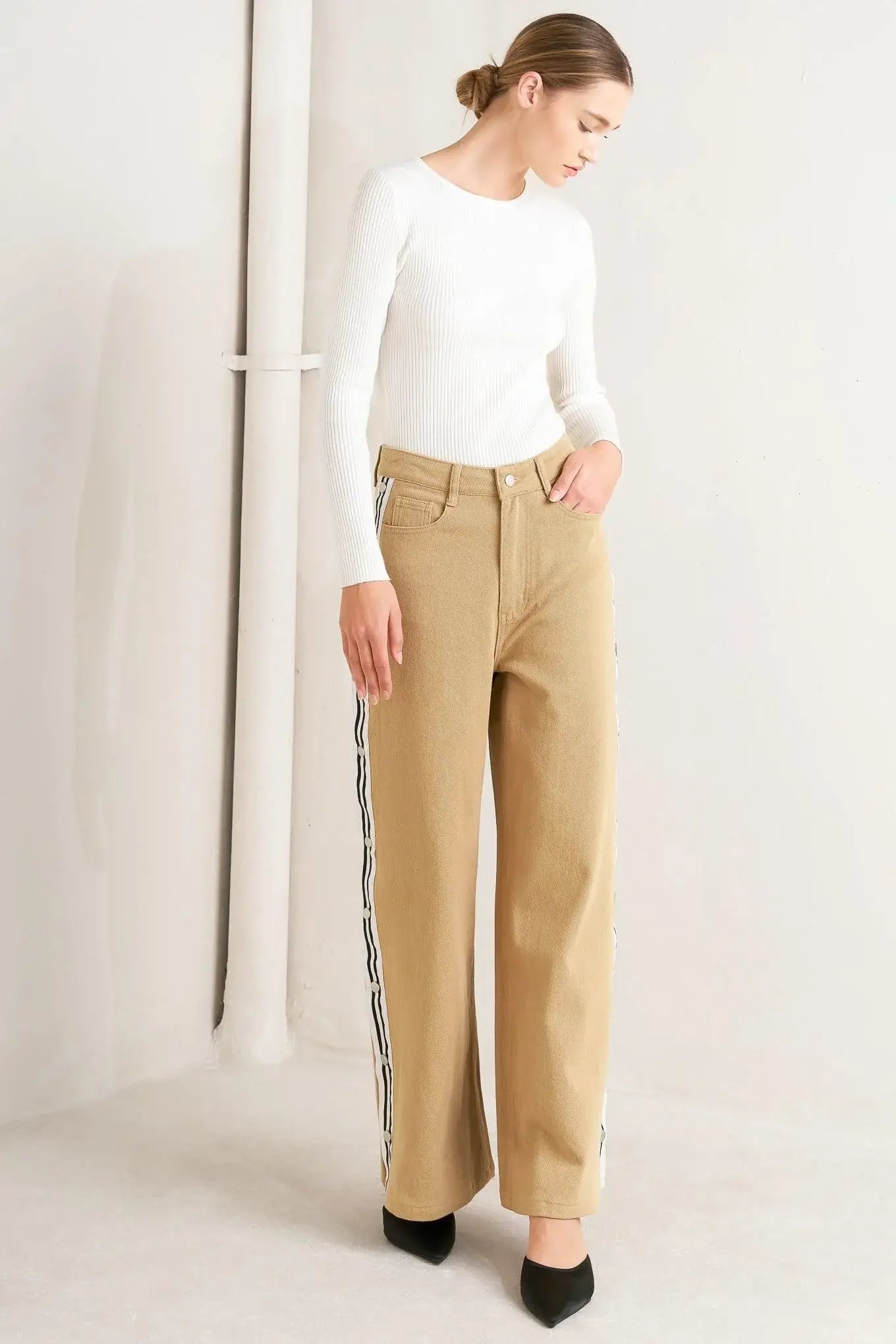 ELEGANT ELEVATION WOVEN TWILL PANTS - Flying Tomato - Flyclothing LLC