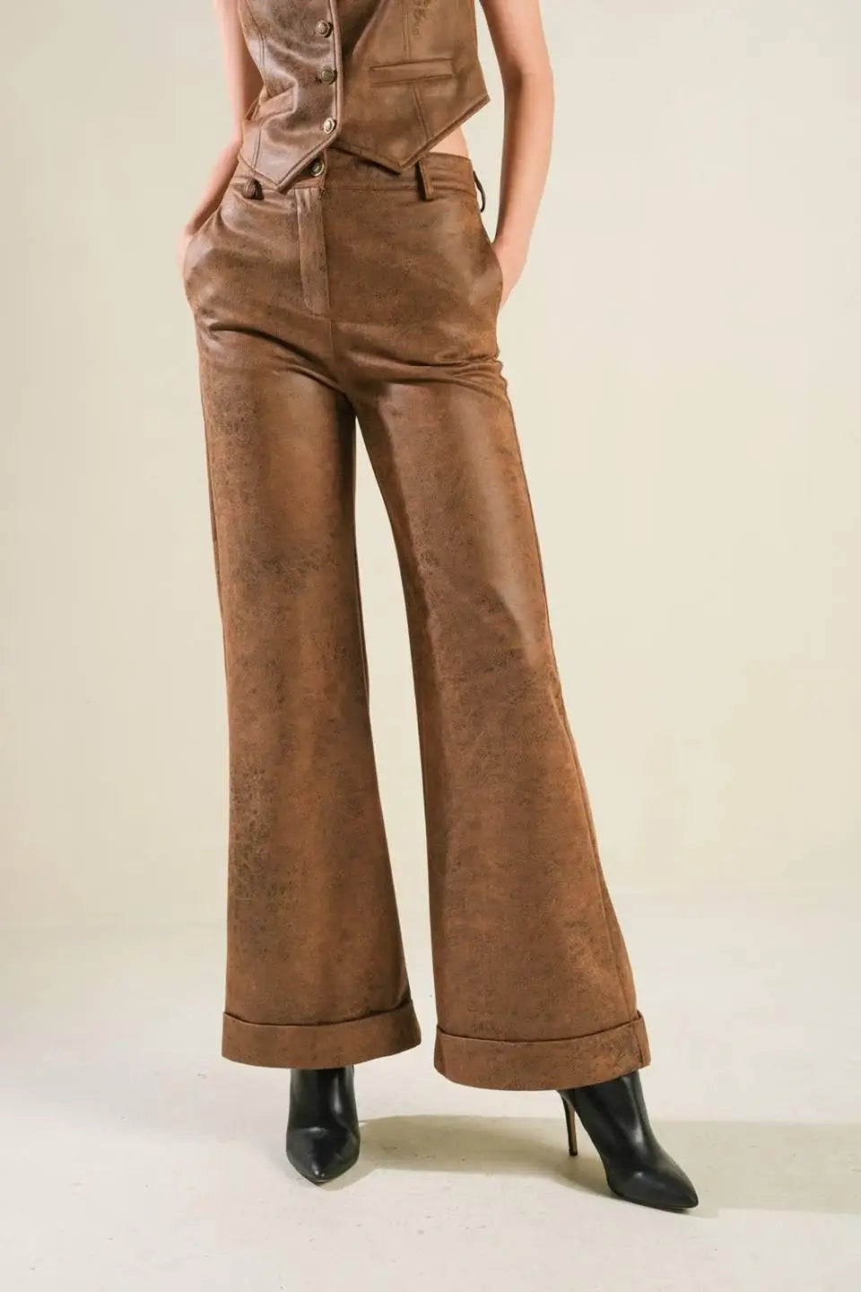 A GIFT FROM LOVE LEATHER PANTS - Flying Tomato - Flyclothing LLC