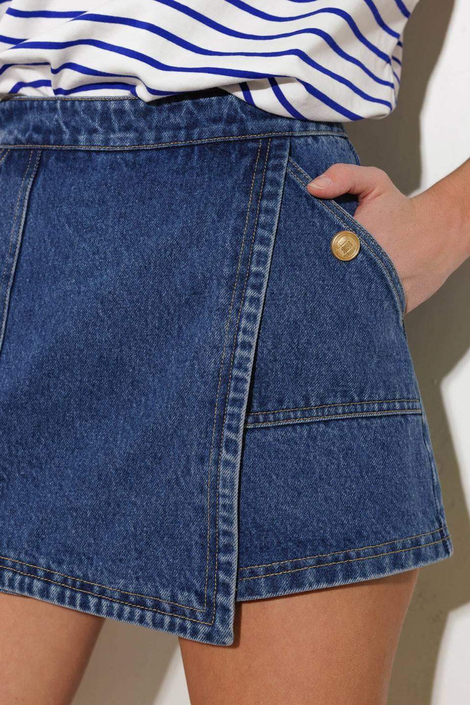 FOR A SECOND DENIM SKORT - Flying Tomato - Flyclothing LLC