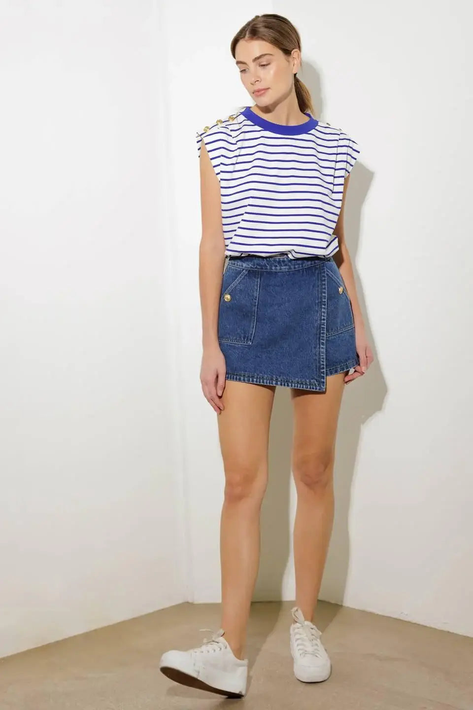 FOR A SECOND DENIM SKORT - Flying Tomato - Flyclothing LLC