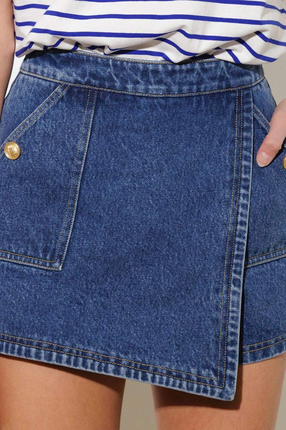 FOR A SECOND DENIM SKORT - Flying Tomato - Flyclothing LLC