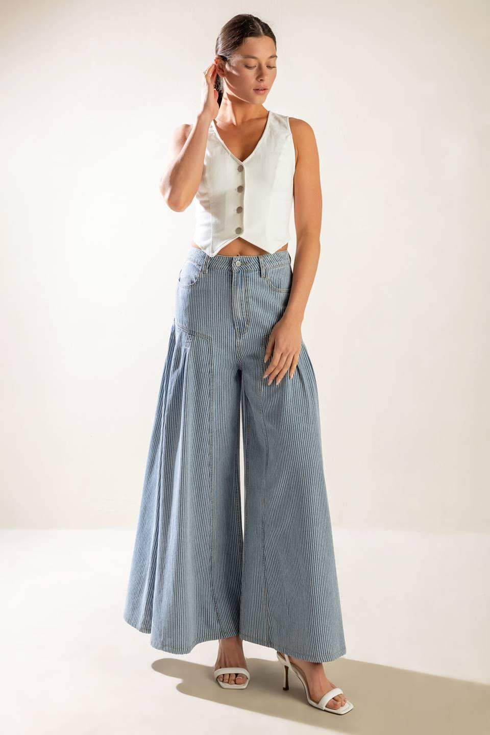 ROOFTOP ROMANCE DENIM PANTS - Flying Tomato - Flyclothing LLC