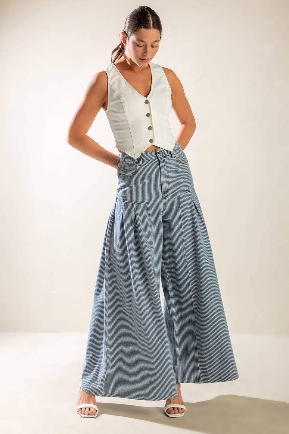 ROOFTOP ROMANCE DENIM PANTS - Flying Tomato - Flyclothing LLC