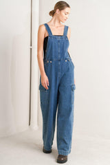 LET ME TALK DENIM CARGO JUMPSUIT - Flying Tomato - Flyclothing LLC