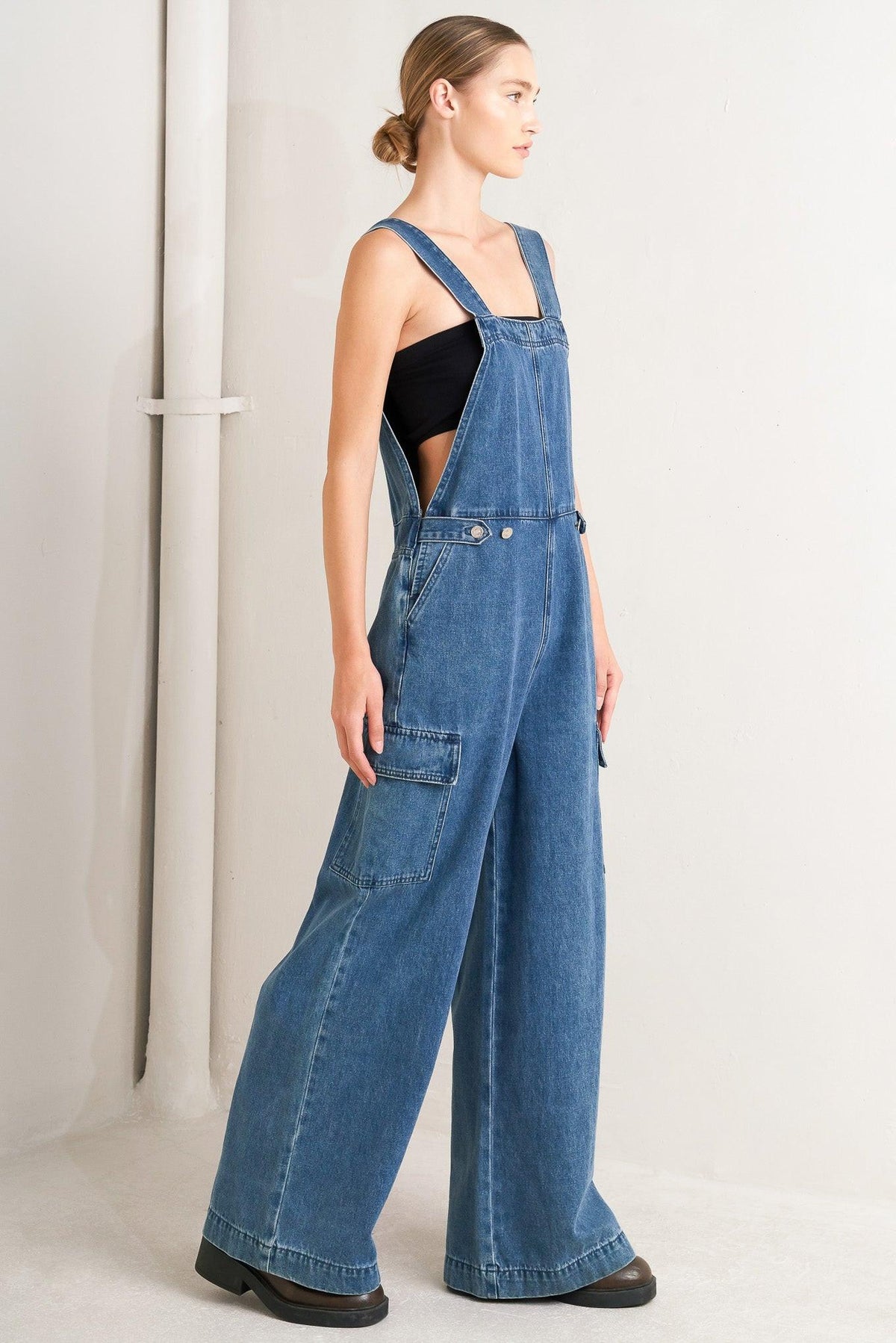 LET ME TALK DENIM CARGO JUMPSUIT - Flying Tomato - Flyclothing LLC