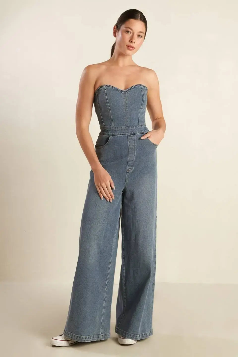 LOOK WHAT WE STARTED DENIM JUNPSUIT - Flying Tomato - Flyclothing LLC