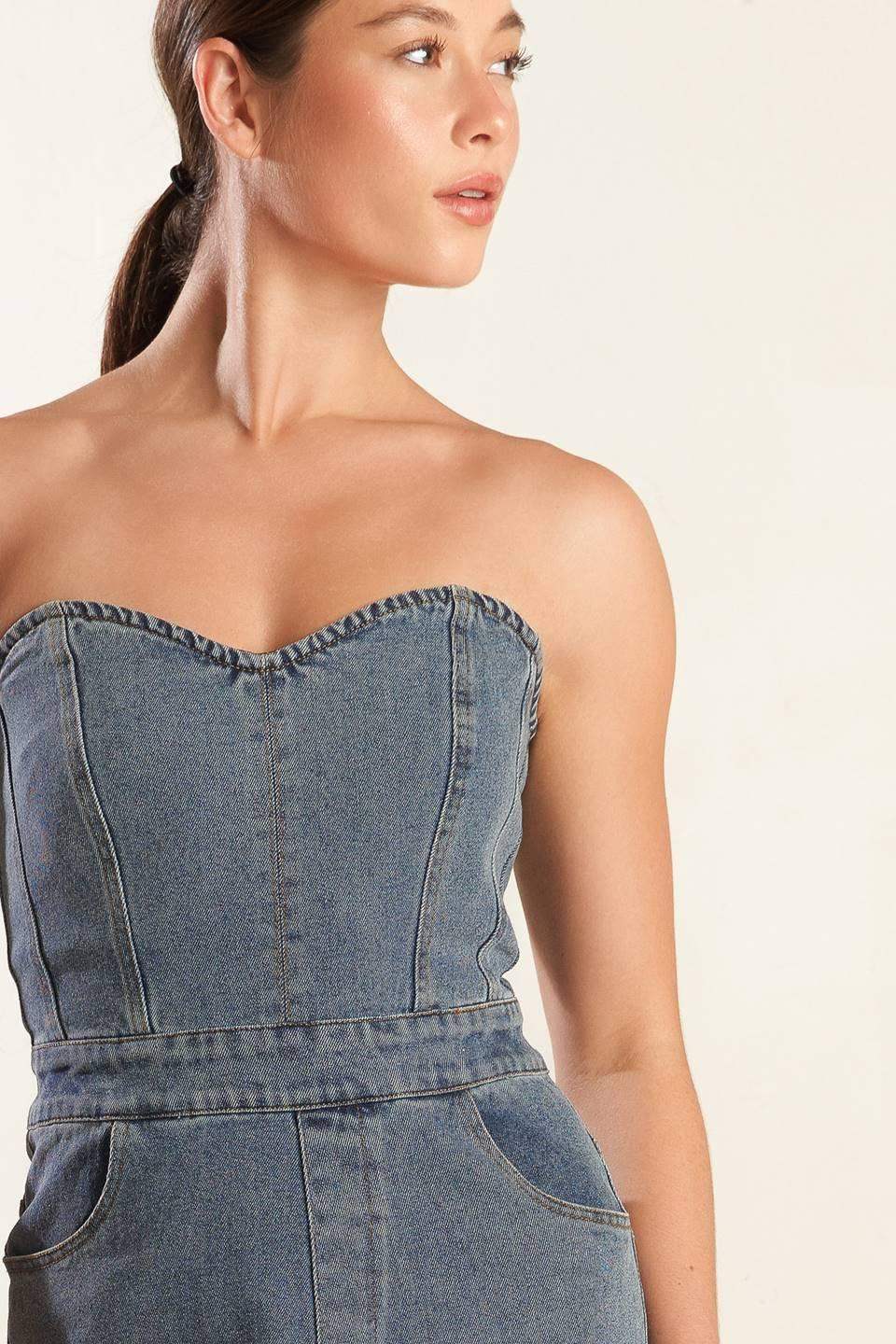 LOOK WHAT WE STARTED DENIM JUNPSUIT - Flying Tomato - Flyclothing LLC