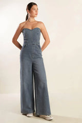 LOOK WHAT WE STARTED DENIM JUNPSUIT - Flying Tomato - Flyclothing LLC