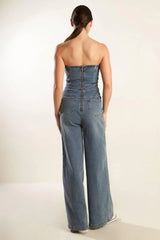 LOOK WHAT WE STARTED DENIM JUNPSUIT - Flying Tomato - Flyclothing LLC