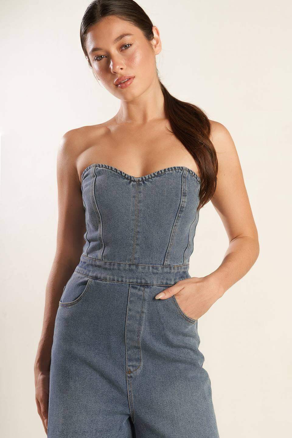 LOOK WHAT WE STARTED DENIM JUNPSUIT - Flying Tomato - Flyclothing LLC