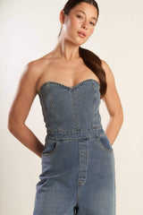 LOOK WHAT WE STARTED DENIM JUNPSUIT - Flying Tomato - Flyclothing LLC