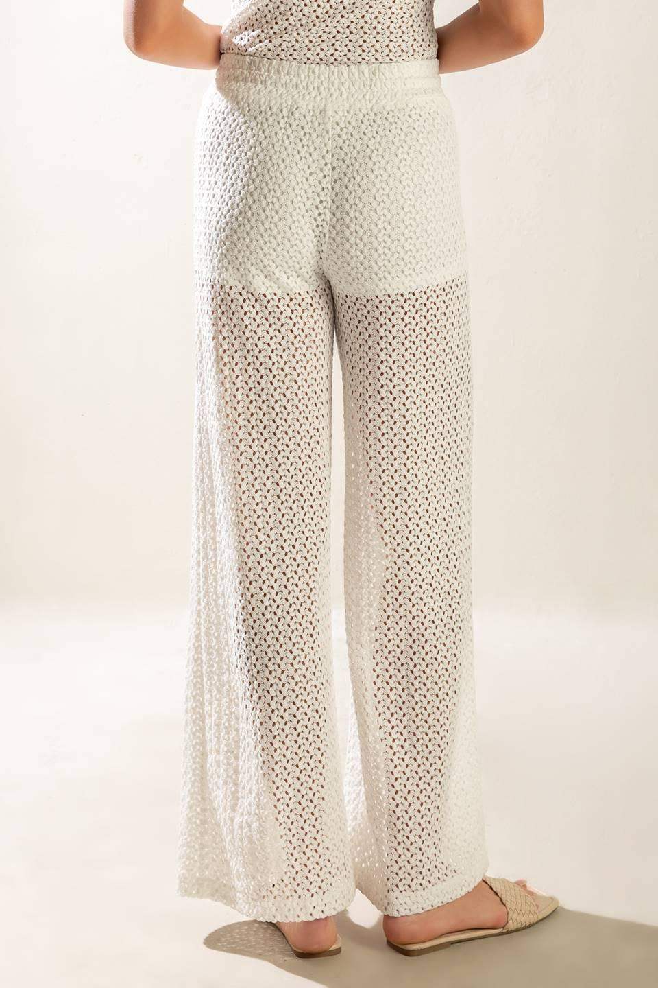 PRESENCE OF LOVE SEMI SHEER KNIT PANTS - Flying Tomato - Flyclothing LLC