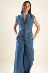 OVER YOU AGAIN DENIM JUMPSUIT - Flying Tomato - Flyclothing LLC
