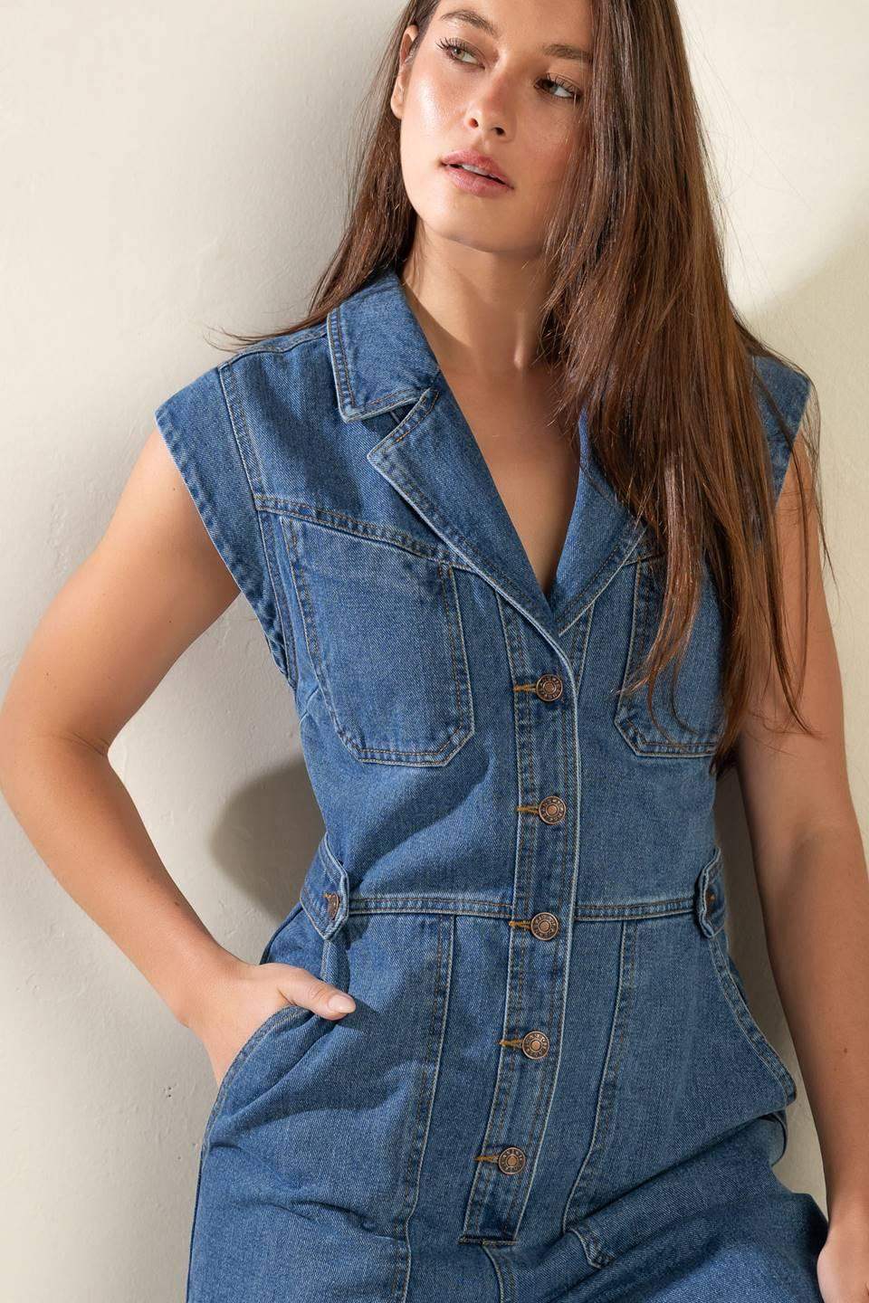 OVER YOU AGAIN DENIM JUMPSUIT - Flying Tomato - Flyclothing LLC