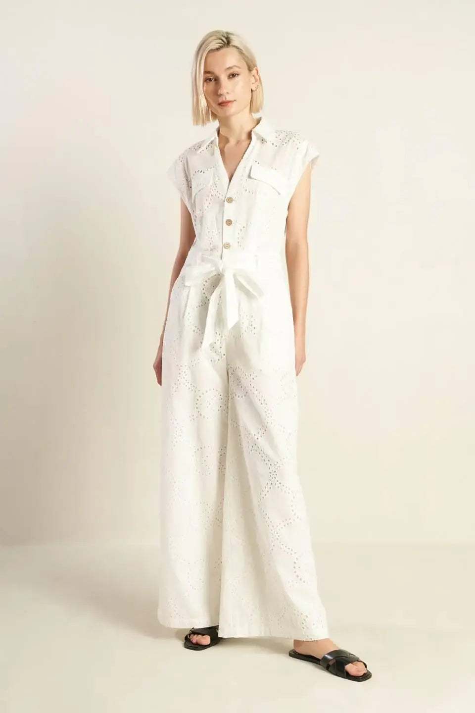 KNOW BETTER WOVEN EYELET JUMPSUIT - Flying Tomato - Flyclothing LLC