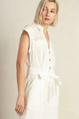 KNOW BETTER WOVEN EYELET JUMPSUIT - Flying Tomato - Flyclothing LLC