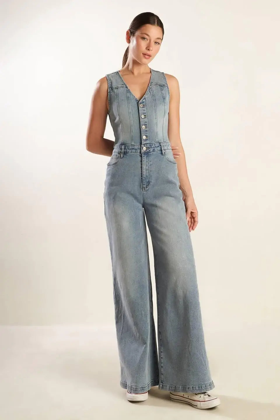 WALK WITH ME DENIM JUMPSUIT - Flying Tomato - Flyclothing LLC