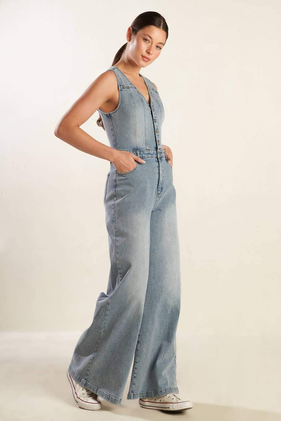 WALK WITH ME DENIM JUMPSUIT - Flying Tomato - Flyclothing LLC