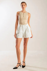 LOVE LETTERS WHITE WOVEN SHORT - Flying Tomato - Flyclothing LLC