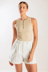 LOVE LETTERS WHITE WOVEN SHORT - Flying Tomato - Flyclothing LLC