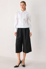 PARK AVENUE PINSTRIPE WOVEN CULOTTE PANTS