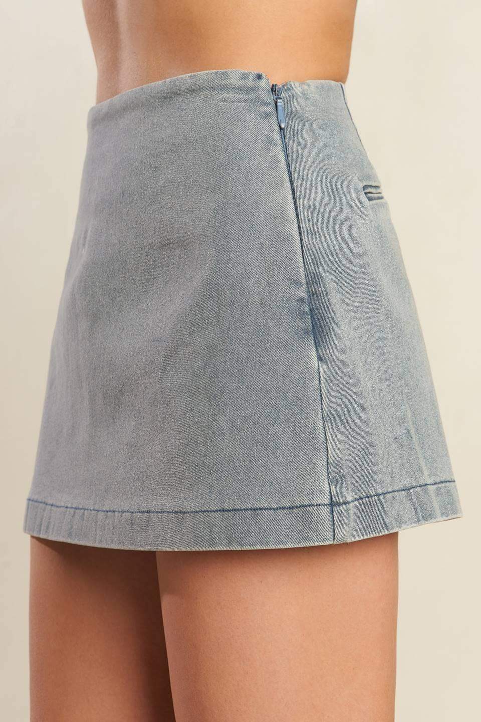 DAISY DATE DENIM SKORT - Flying Tomato - Flyclothing LLC