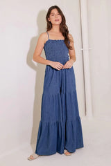 FEELING FREE INDIGO DENIM JUMPSUIT - Flying Tomato - Flyclothing LLC